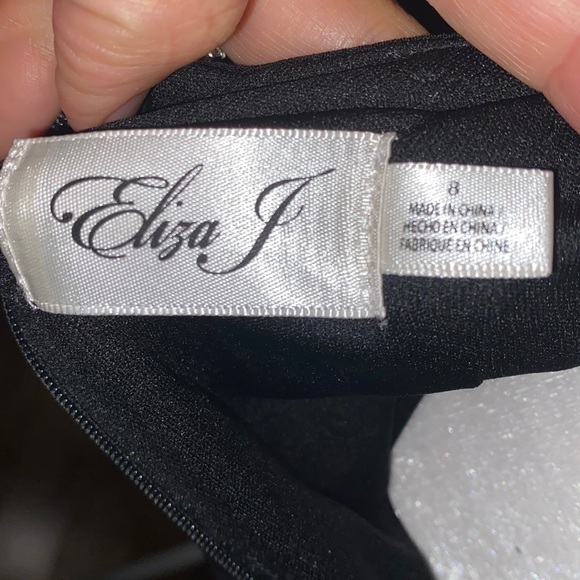 NWT Eliza J Crystal Cuff Drape Back Dress in Black - Picture 4 of 10